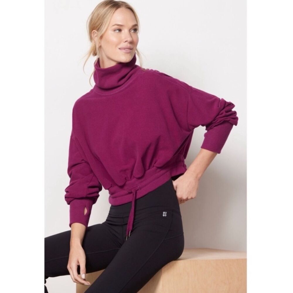 Sweaty Betty Melody Luxe Fleece Sweatshirt in Amaranth Pink Size Small 6